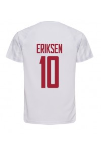 Denemarken Christian Eriksen #10 Voetbaltruitje Uit tenue WK 2022 Korte Mouw